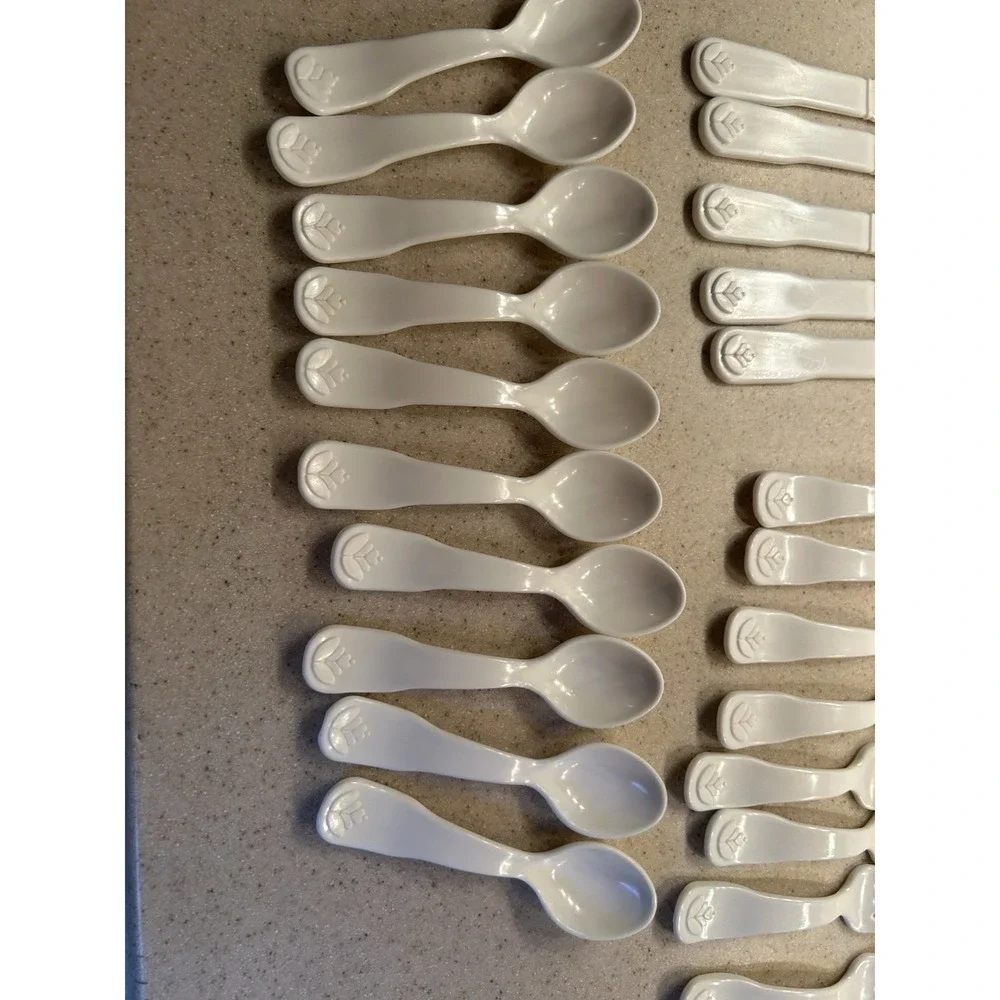 Vintage Fisher Price Fun With Food White Utensils Set‎ 23pc Fork Spoon Knife
